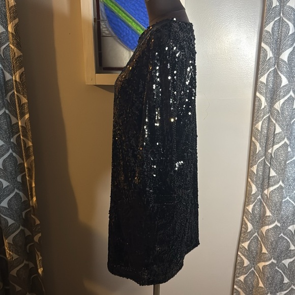 Esmara by Heidi Klum Sparkly Black Sequin Mini Shift Dress SZ Medium - Picture 4 of 8